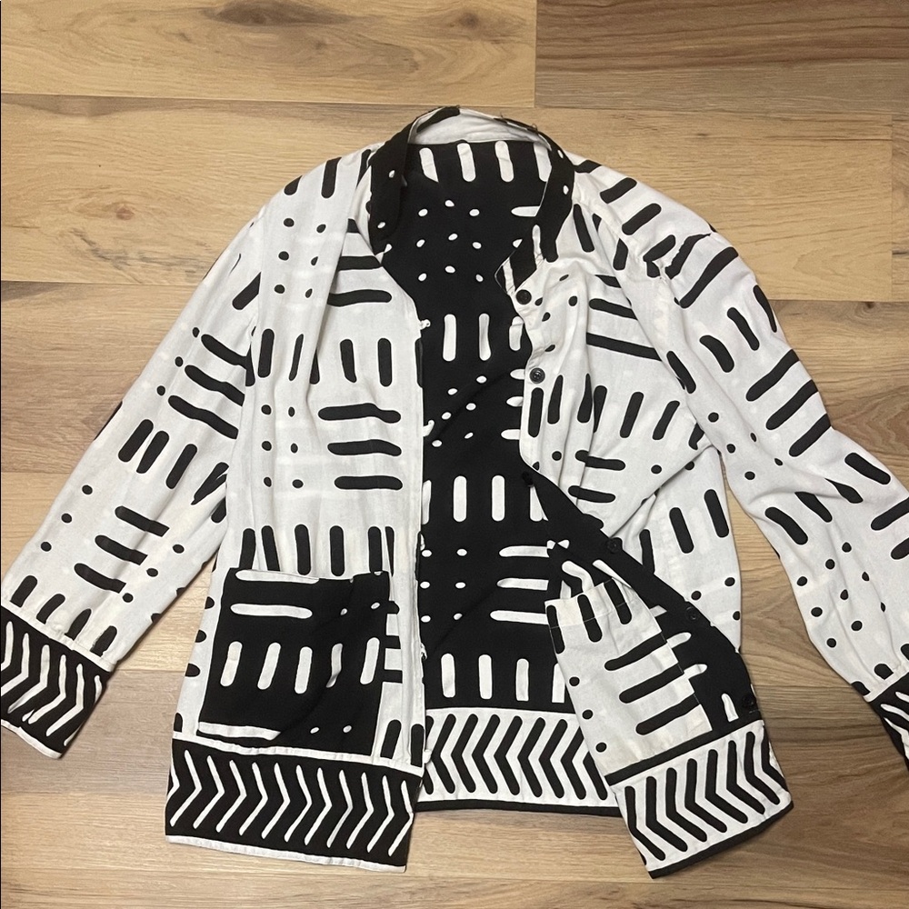Black and White Patterned reversible Jacket